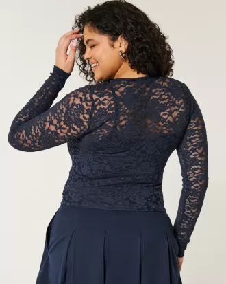 All-Over Lace Crew Top,All-Over Lace Crew Top