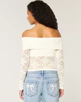 All-Over Lace Off-the-Shoulder Top,All-Over Lace Off-the-Shoulder Top