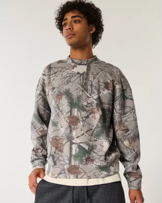 Boxy Camo Logo Crew Sweatshirt,Boxy Camo Logo Crew Sweatshirt