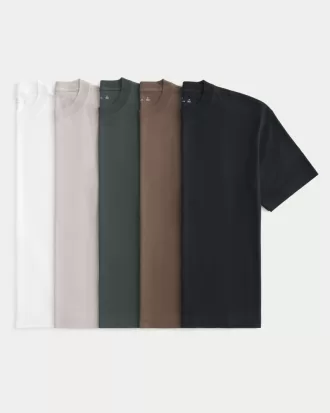 Boxy Heavyweight Cotton Crew T-Shirt 5-Pack,Boxy Heavyweight Cotton Crew T-Shirt 5-Pack