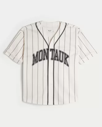 Boxy Montauk Graphic Baseball Jersey,Boxy Montauk Graphic Baseball Jersey
