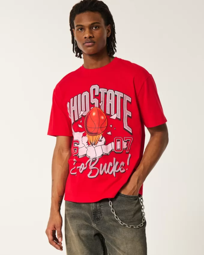 Boxy Ohio State Buckeyes Graphic Tee,Boxy Ohio State Buckeyes Graphic Tee