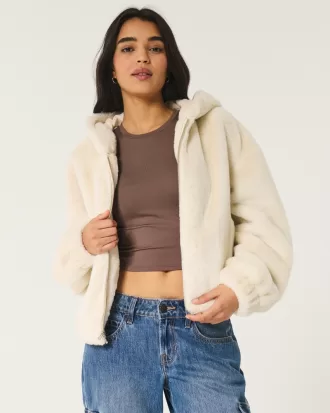 Cozy Faux Fur Zip-Up Hoodie,Cozy Faux Fur Zip-Up Hoodie