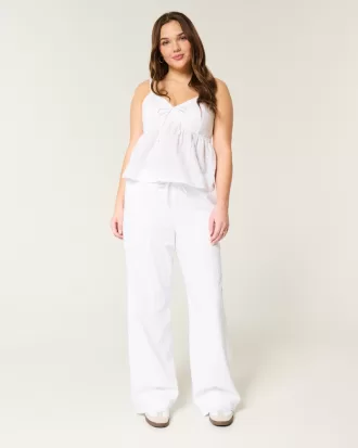 Eyelet Pull-On Baggy Pants,Eyelet Pull-On Baggy Pants