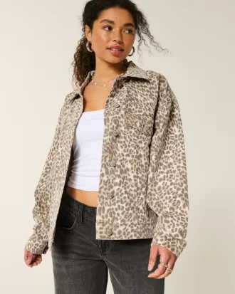 Leopard Print Denim Jacket,Leopard Print Denim Jacket