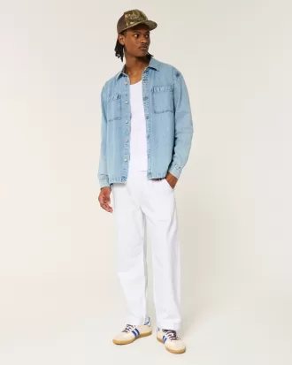 Linen-Blend Loose Pull-On Pants,Linen-Blend Loose Pull-On Pants