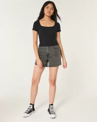 Ribbed Square-Neck Baby Tee,Ribbed Square-Neck Baby Tee Ribbed Square-Neck Baby Tee,Ribbed Square-Neck Baby Tee