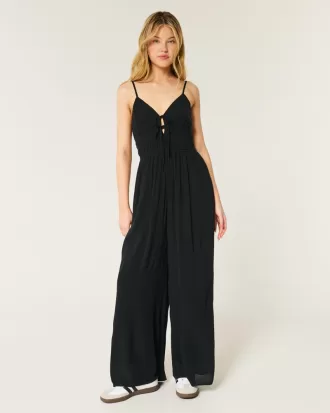 Tie-Front Jumpsuit,Tie-Front Jumpsuit